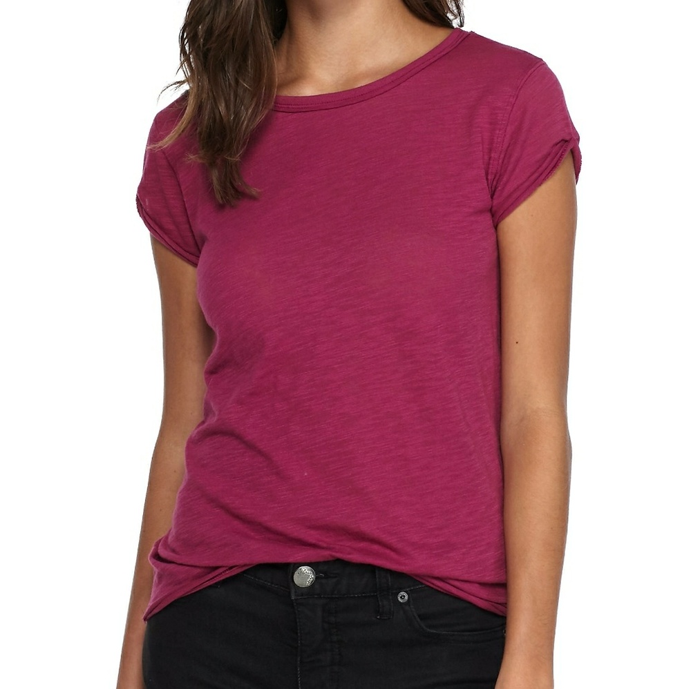 Free People Clare Short Sleeve Tee Purple Pink